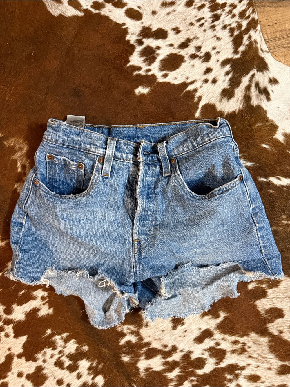 Levi's Light Blue Distressed Denim Cutoff Shorts